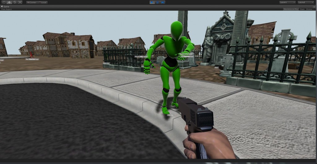 AI controlled zombie attacking player.